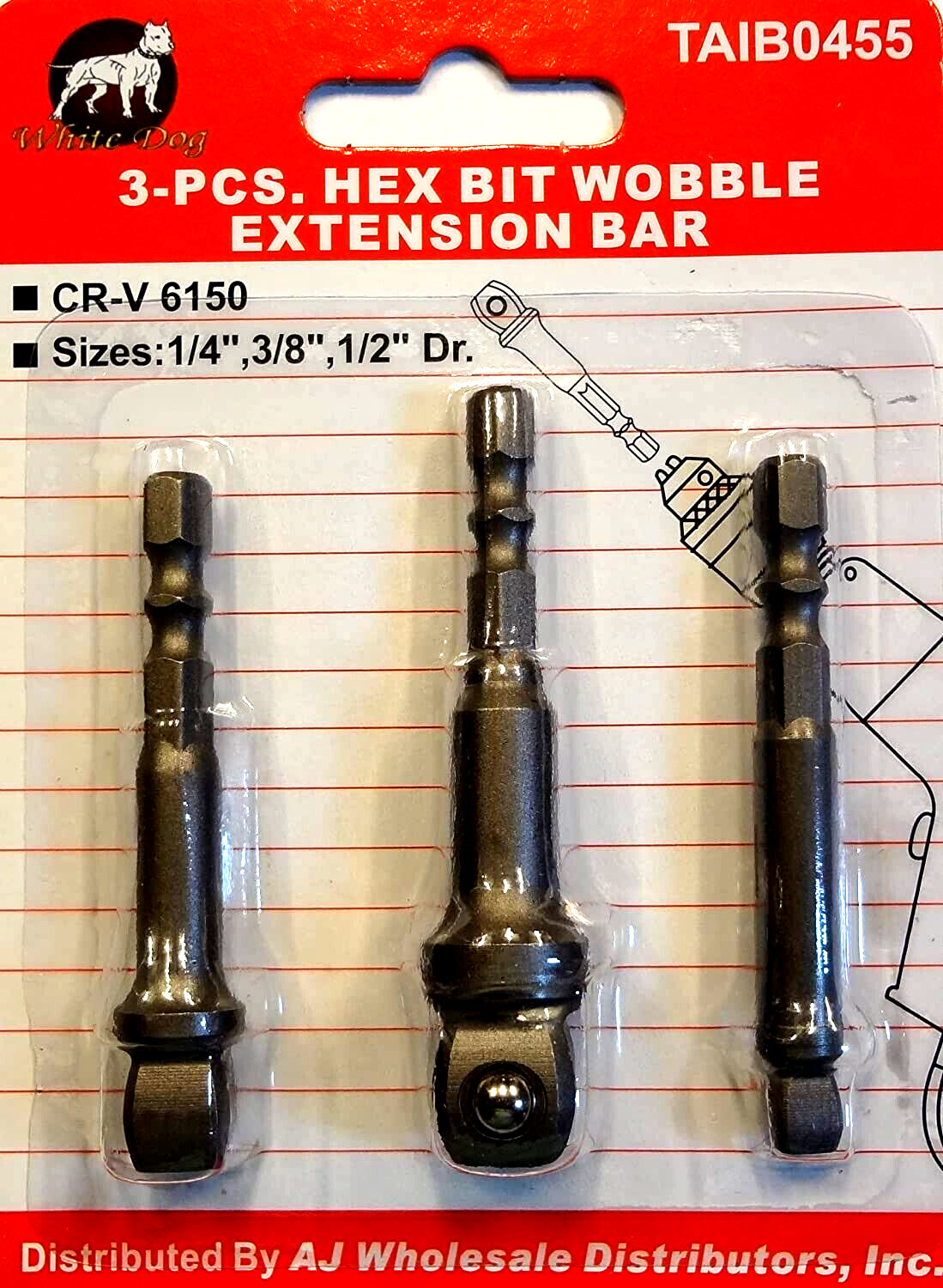 3 pcs Power Extension Bar Hex Shank Socket Adapter Drill Bit Set 1/4″ 3/8″ 1/2″