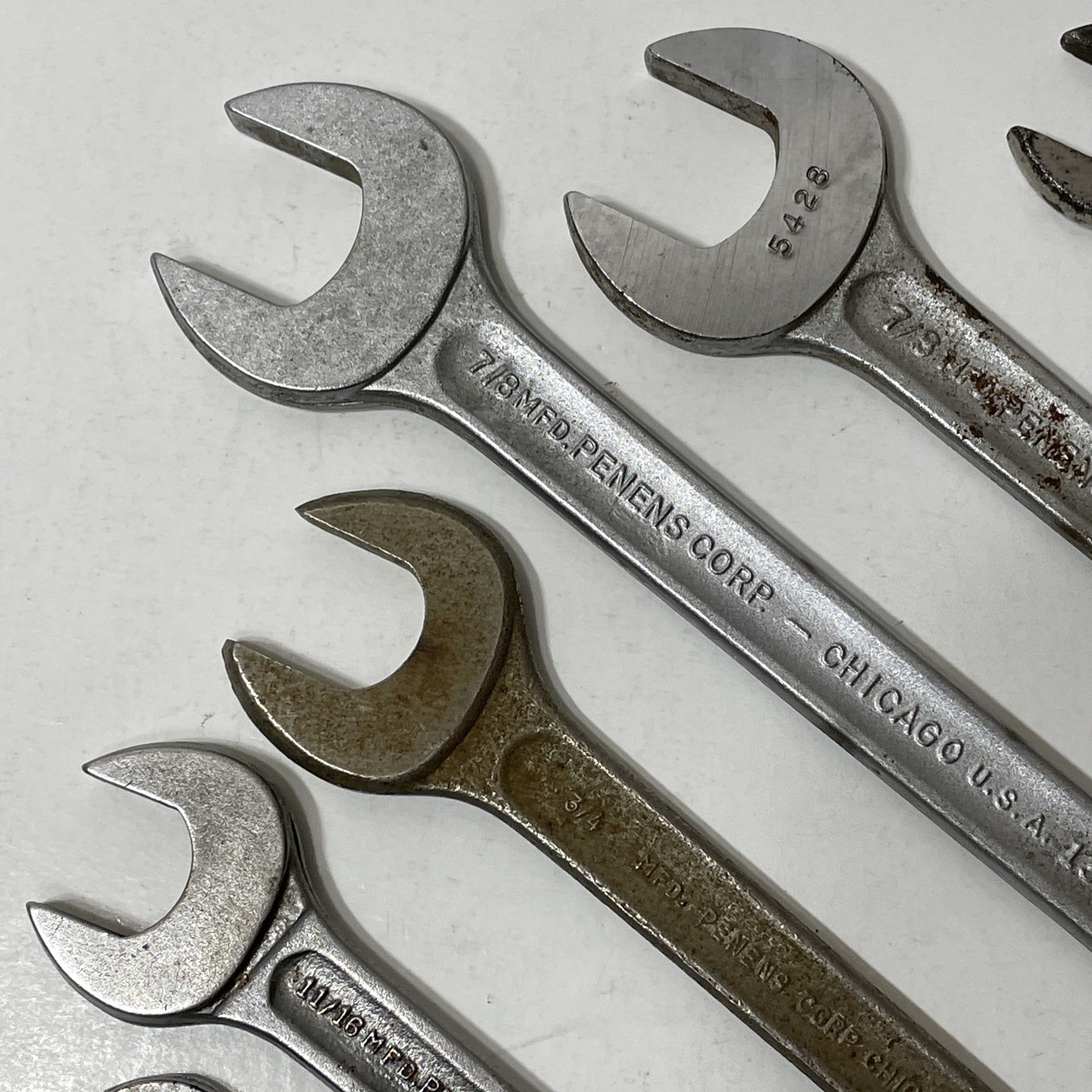 Lot of 6 Penens Corp 12pt Double Open End Wrench Tool Chicago USA VTG Recessed