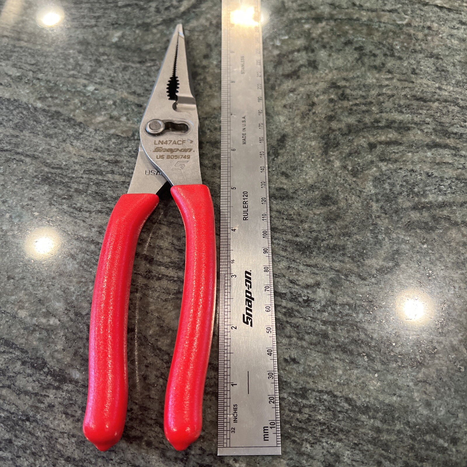 Snap On ln47acf 9” talon grip long nose slip joint pliers red