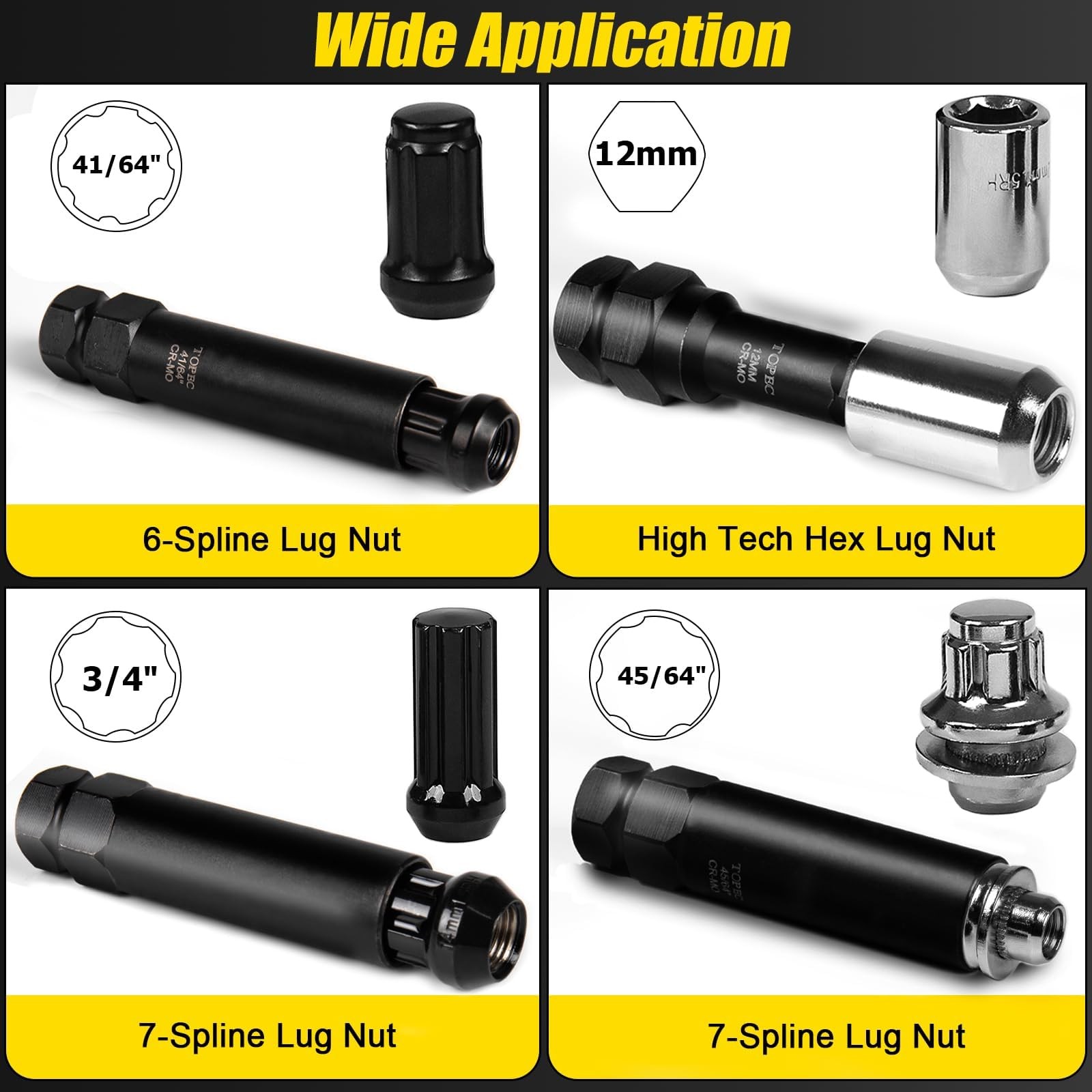 Topec 16Piece Locking Lug Nut Master Key Set | 5, 6, 7, 12 Spline Socket Set,…