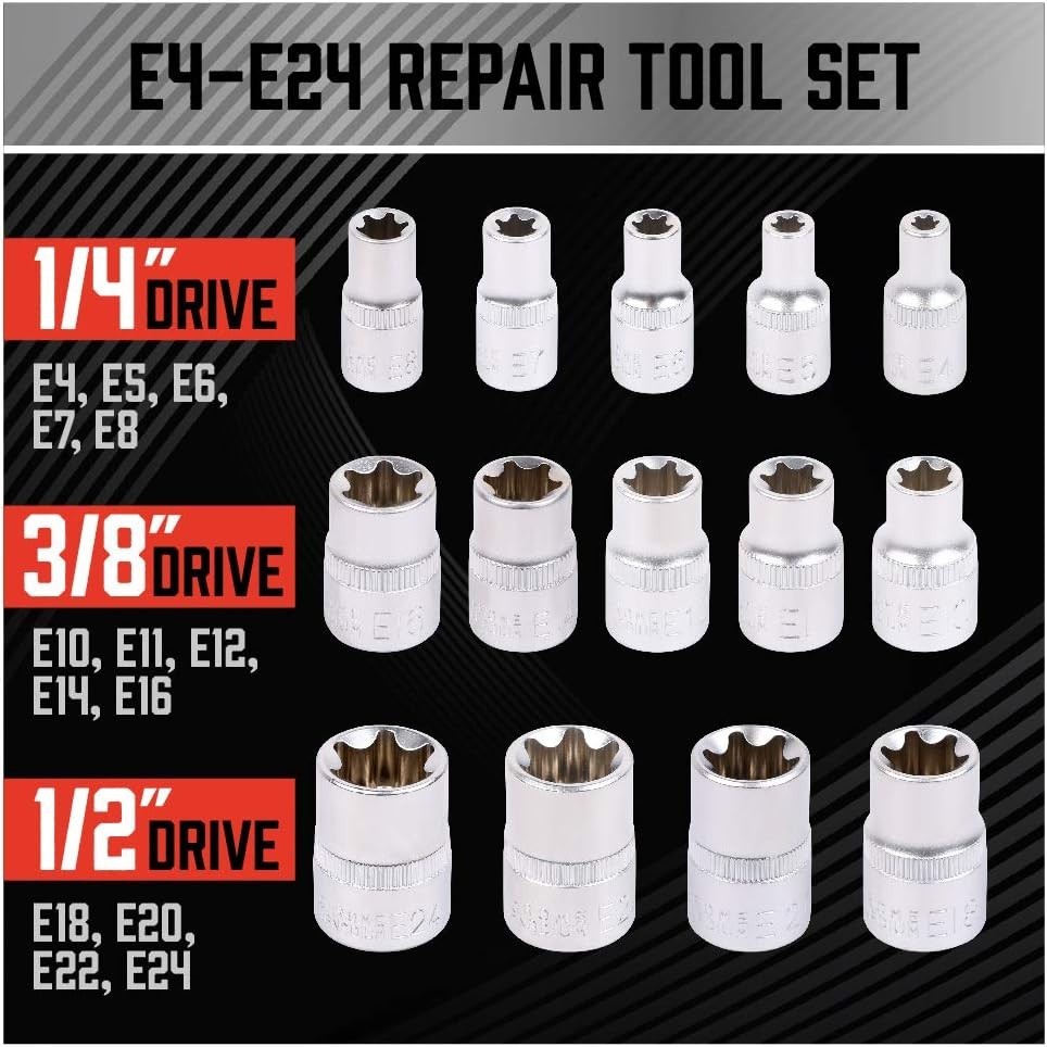 SEDY 14-Piece E-TORX Socket Set – Premium Female Torx Socket Set, Ultimate Torqu