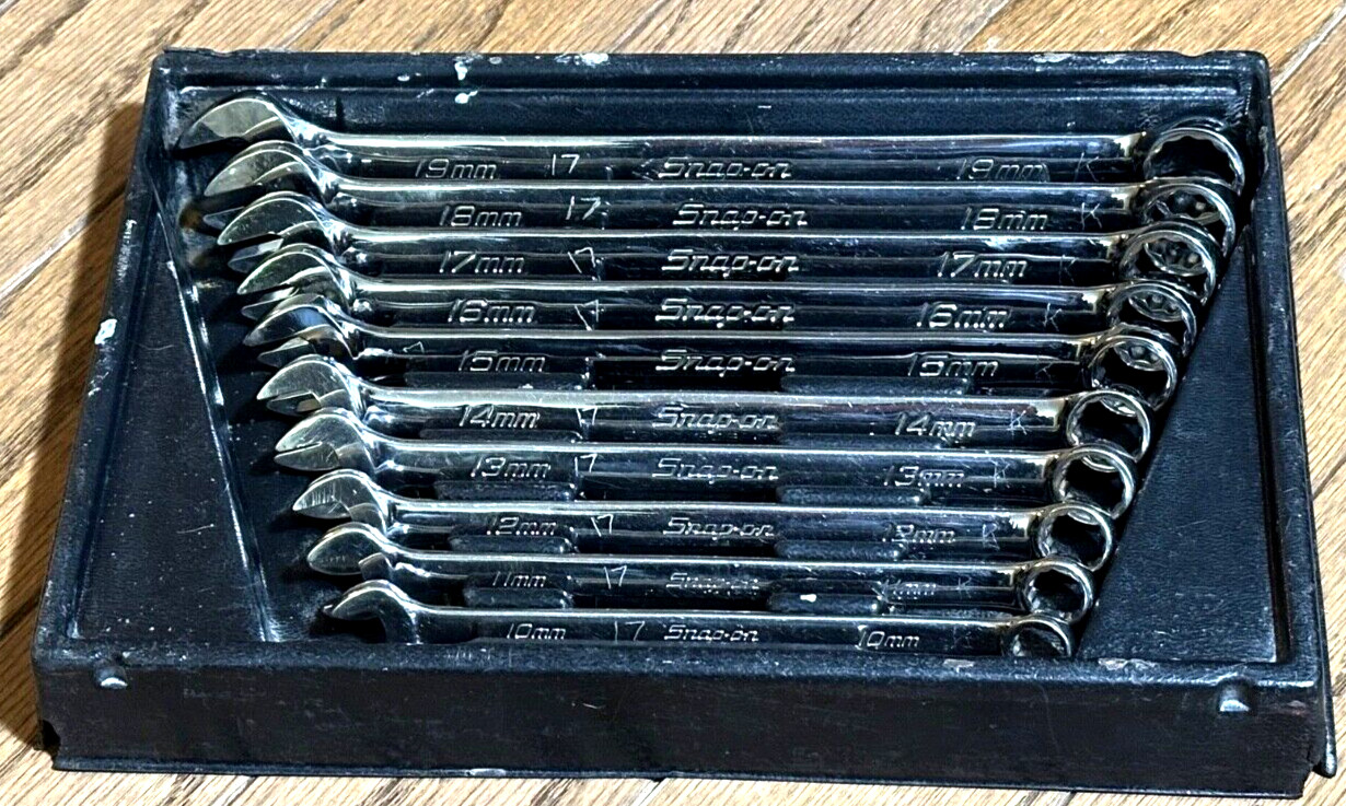 🇺🇸 SNAP ON Tools 10mm -19mm Metric Wrench Set Combo 12PT DR Lot Flank Tray