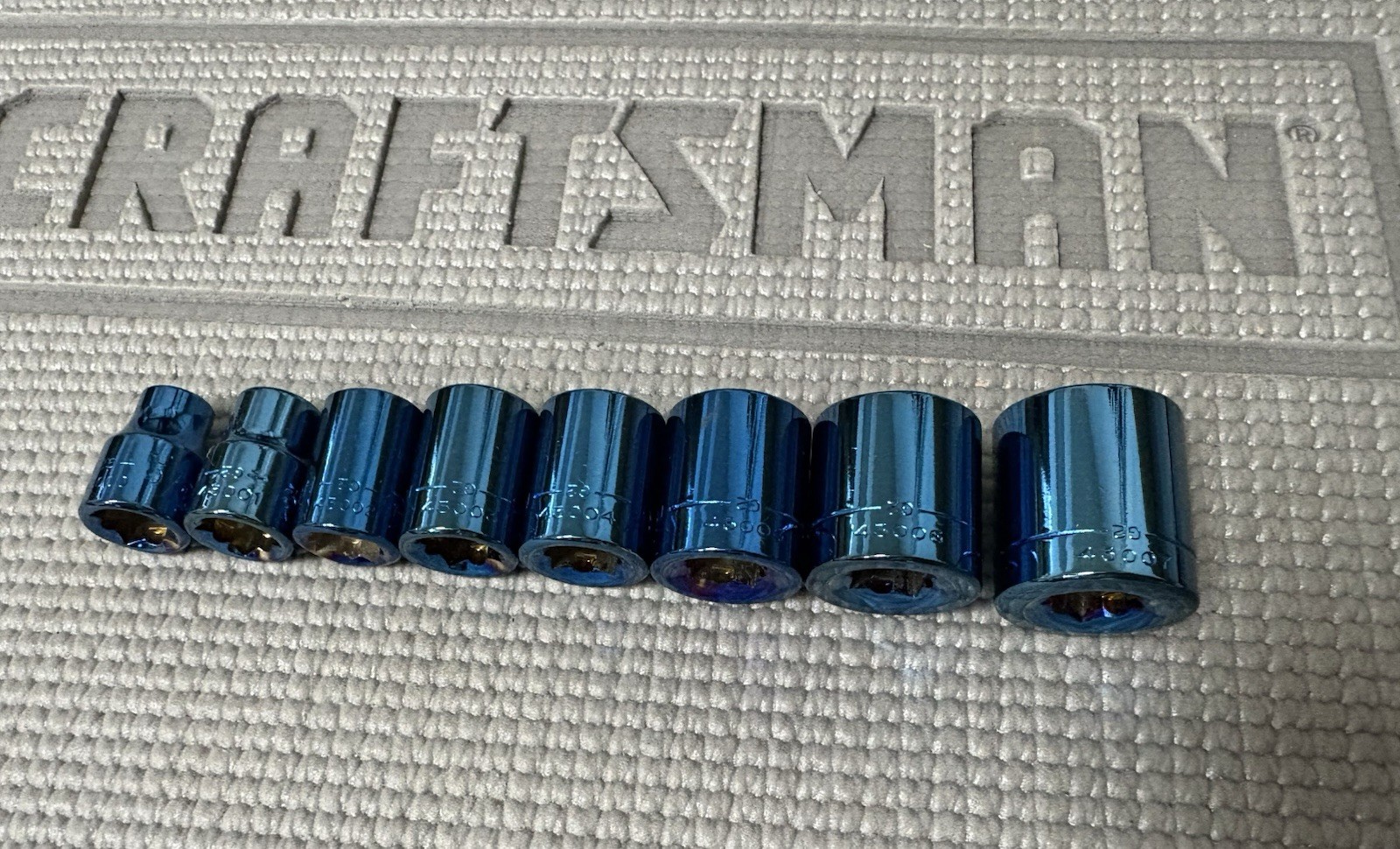 Sears Craftsman USA 8pc Limited Edition Titanium Blue SAE Sockets 3/8” Drive