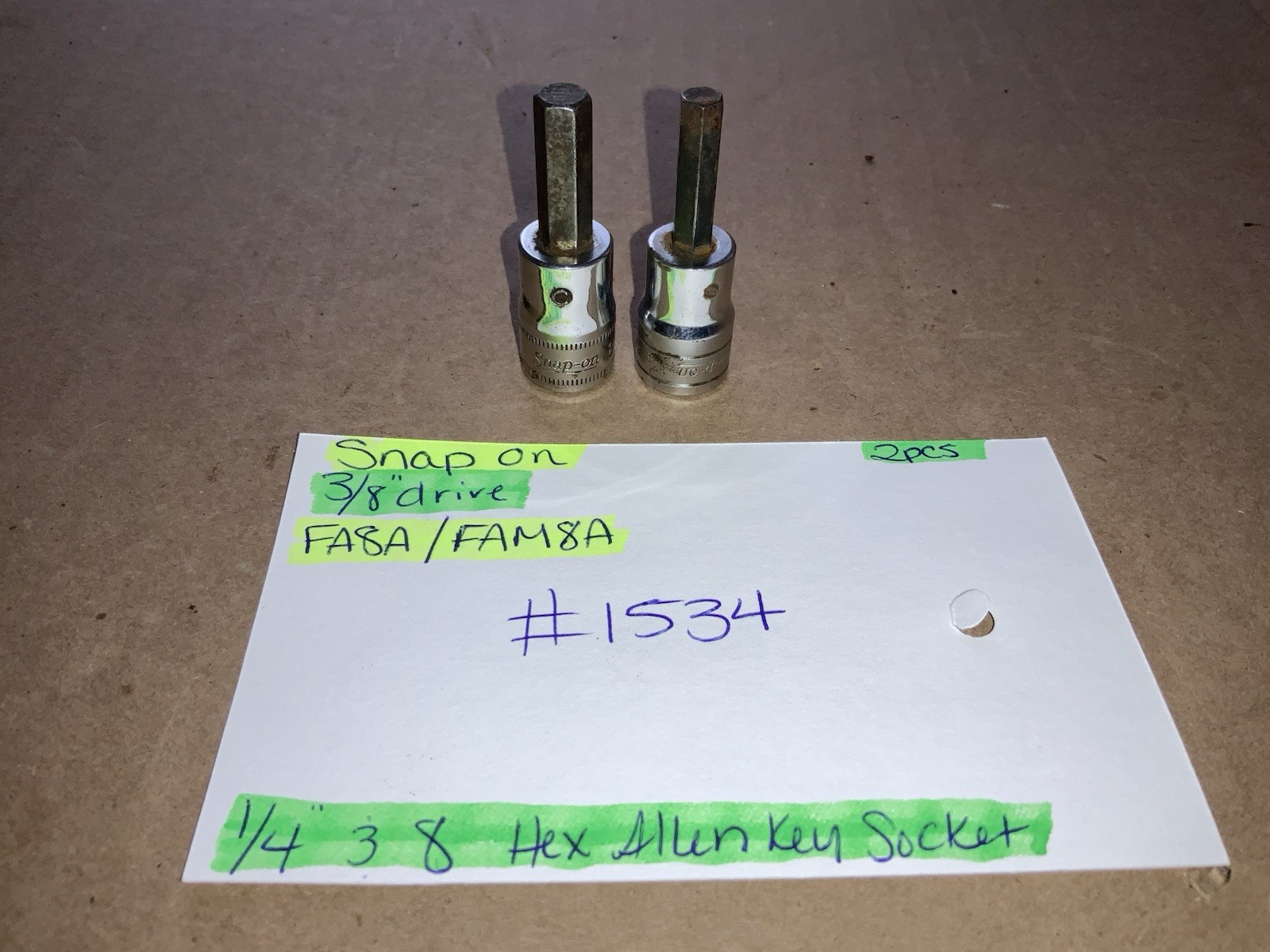 Snap-On 3/8″ Drive 1/4 & 8 Hex Allen Key Socket set of 2 FA8A & FAM8A