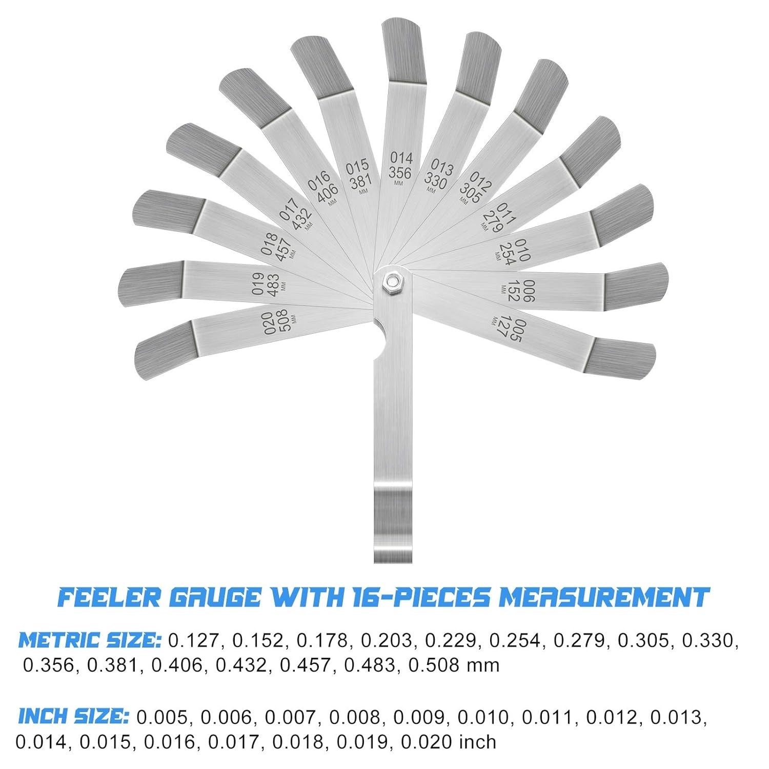 3-Piece Foldable Feeler Gauge Set: Durable Manganese Steel with Metric & Inch