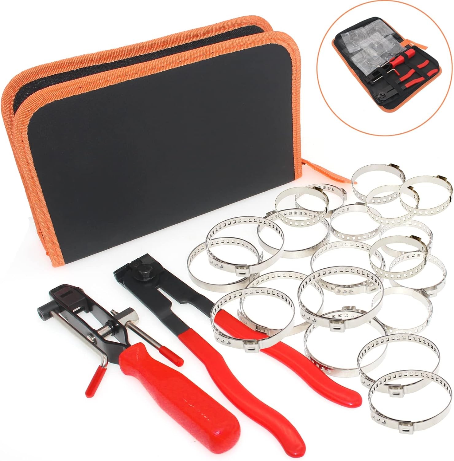 22 PCS CV Joint Boot Clamp Pliers Kit – With Crimp Bands & Tool Case for Cars