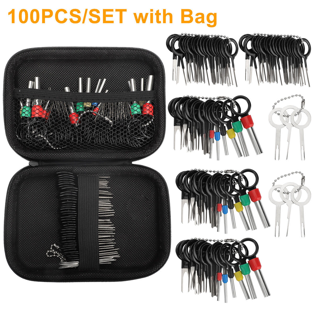 100*Pin Ejector Wire Kit Extractor Auto Terminal Removal Connector Puller Tool
