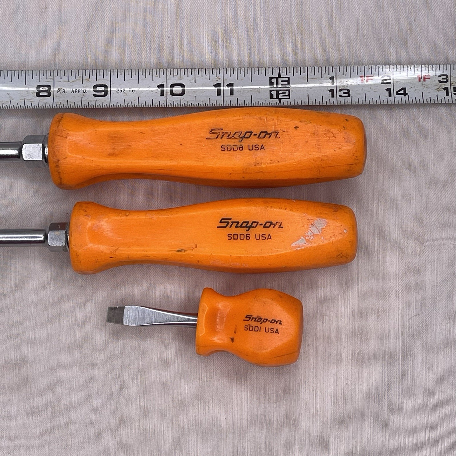Snap-On SnapOn 3 Pc Slotted Screw Driver Lot, (2) Harley Davidson SDD8 SDD6 SDD1