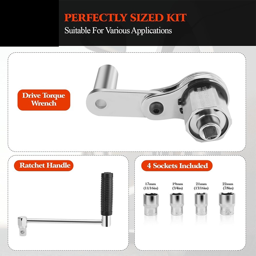 1/2″ Torsional Torque Multiplier Wrench Lug Nut Remover 17/19/21/22mm Tire Tool