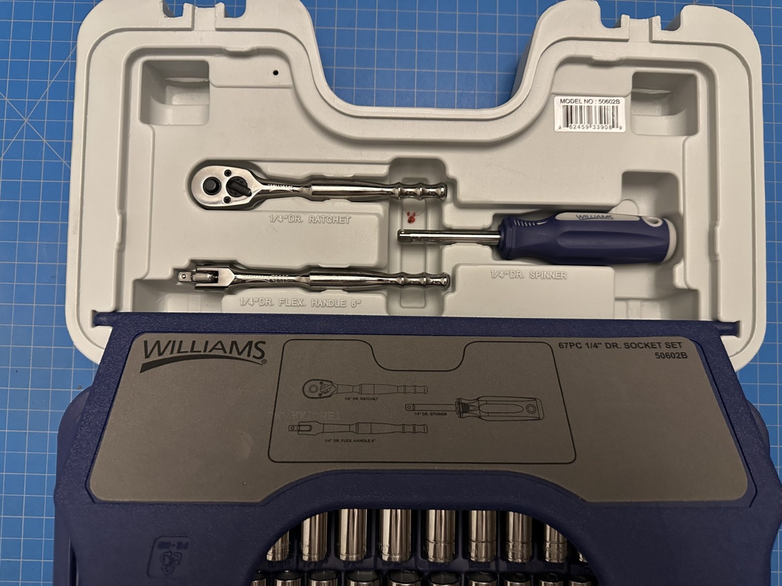 Williams 50602B 67 pc 1/4″ Drive 6-Point SAE & Metric Socket and Drive Tool Set