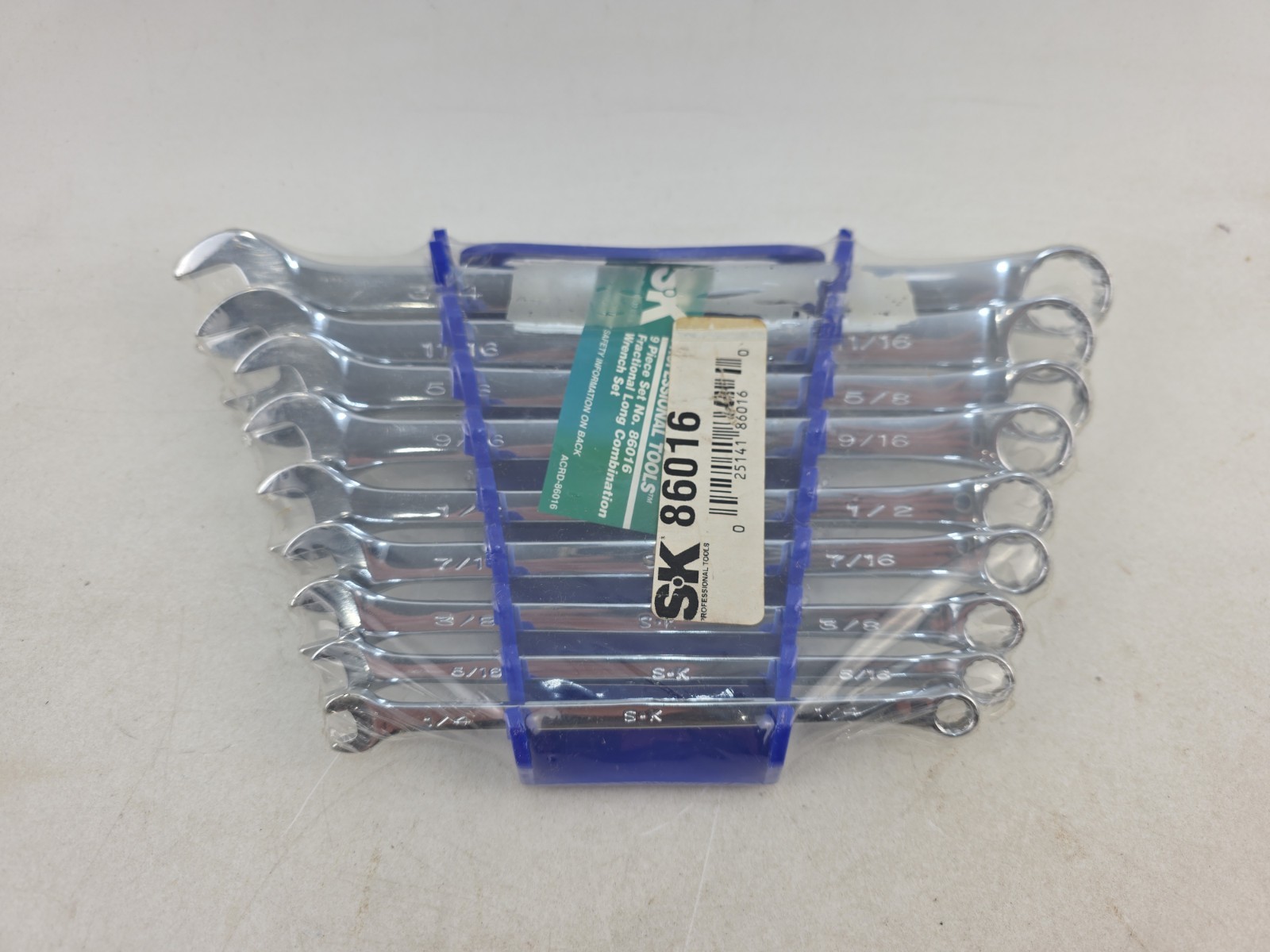 SK 86016 9 Pc SAE Long Combination Wrench Set USA SuperKrome Factory Sealed NOS