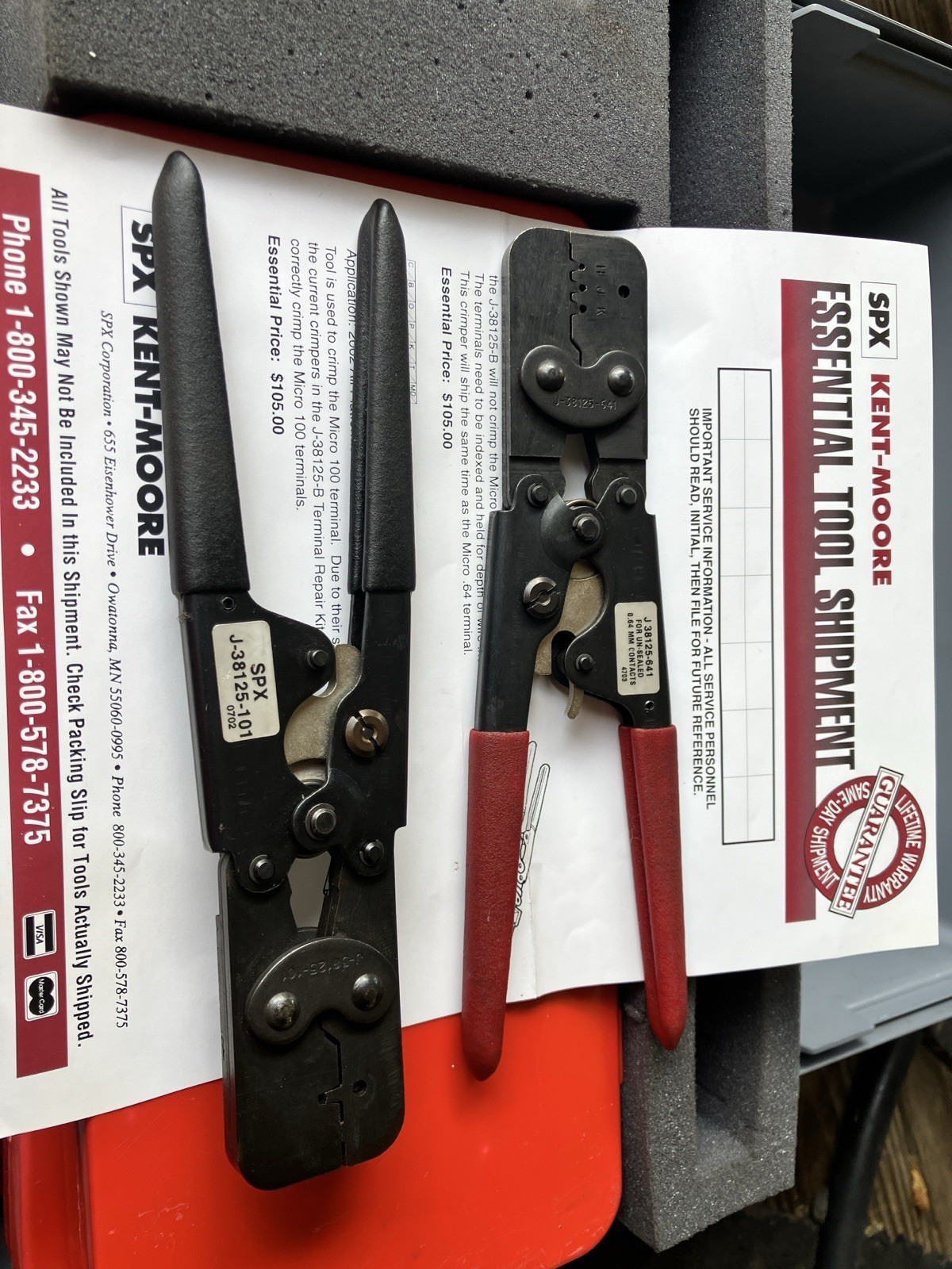 J-38125 Kent Moore 5 trays of Delphi terminals With Crimpers