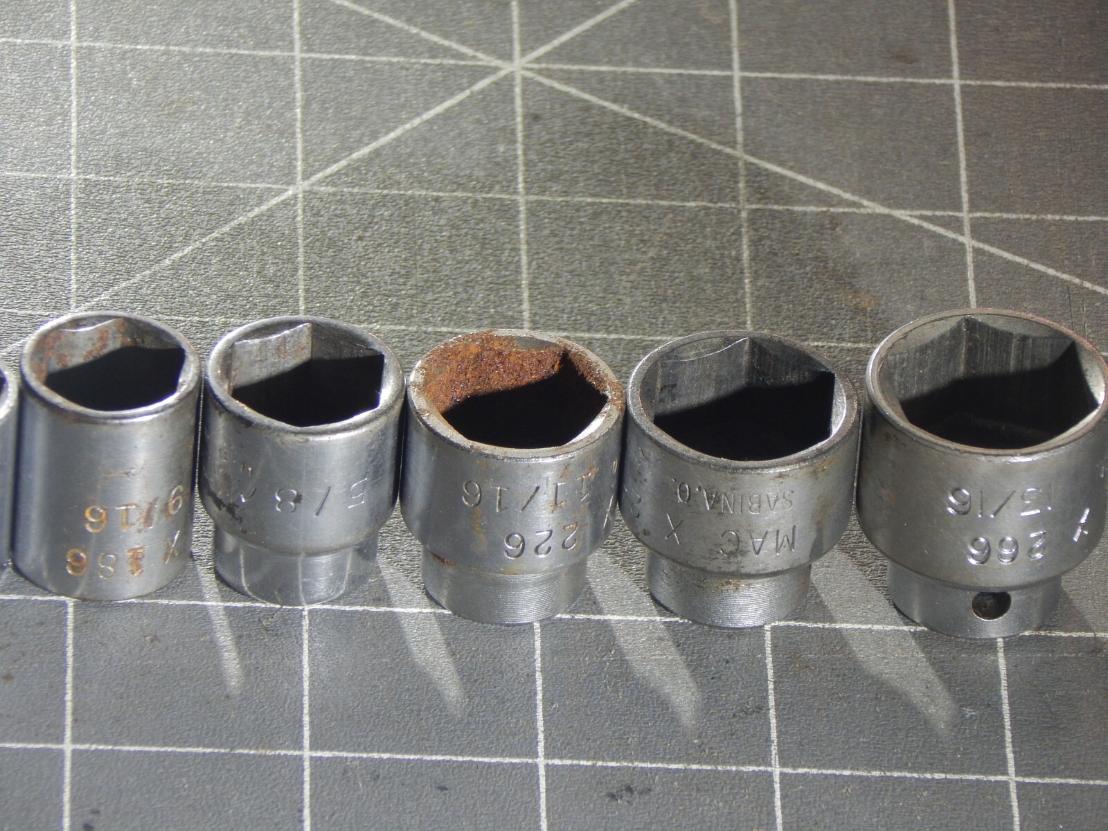 Vintage Mac 10Pc 3/8 Drive SAE Shallow Socket Set 1/4″ 13/16″ 6Pt Dr X 15/32″