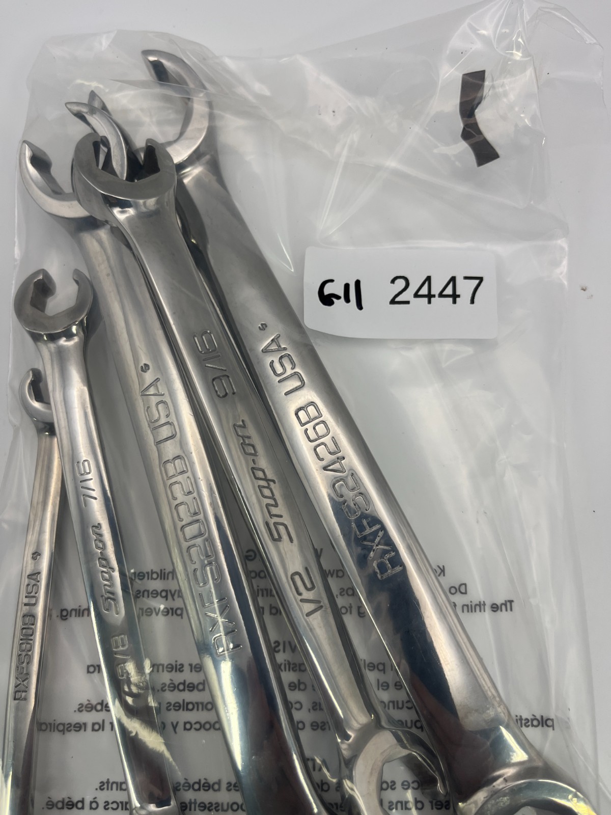 Snap On SAE Double End Flare Nut Wrench Set 6-Point 5pc 1/4″–13/16″ RXFS605B USA