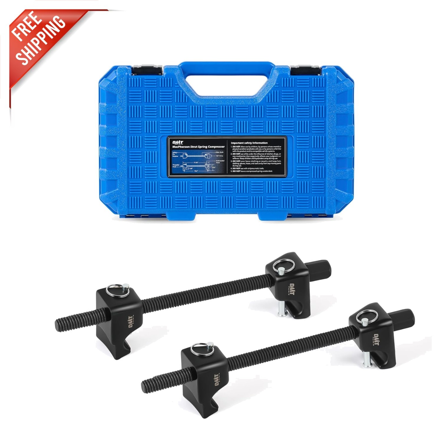 Pro-Grade Macpherson Strut Spring Compressor Tool Set with 1/2″ Drive, Black