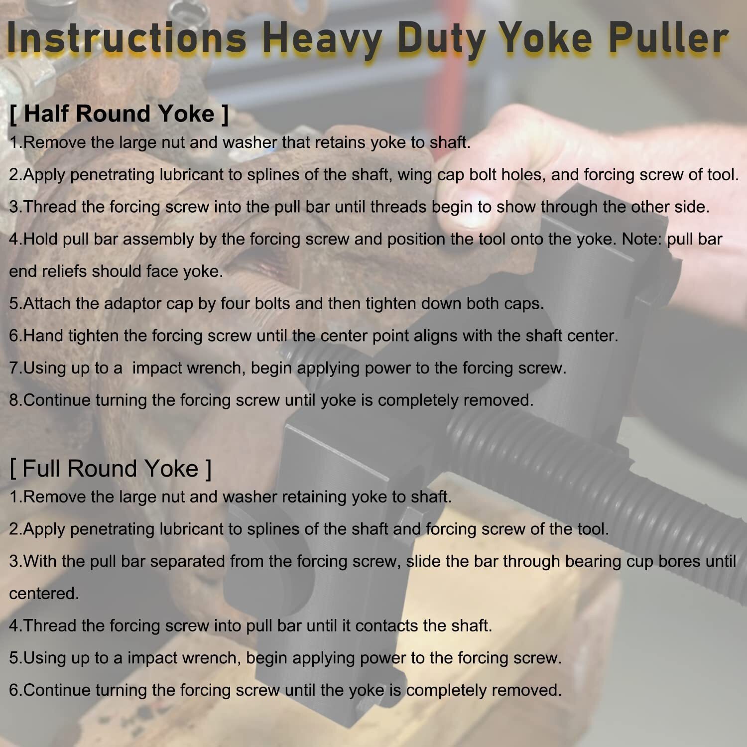 Heavy-Duty Yoke Puller Kit 10803 for Spicer & Meritor 1610 1710 1760 1810 Series