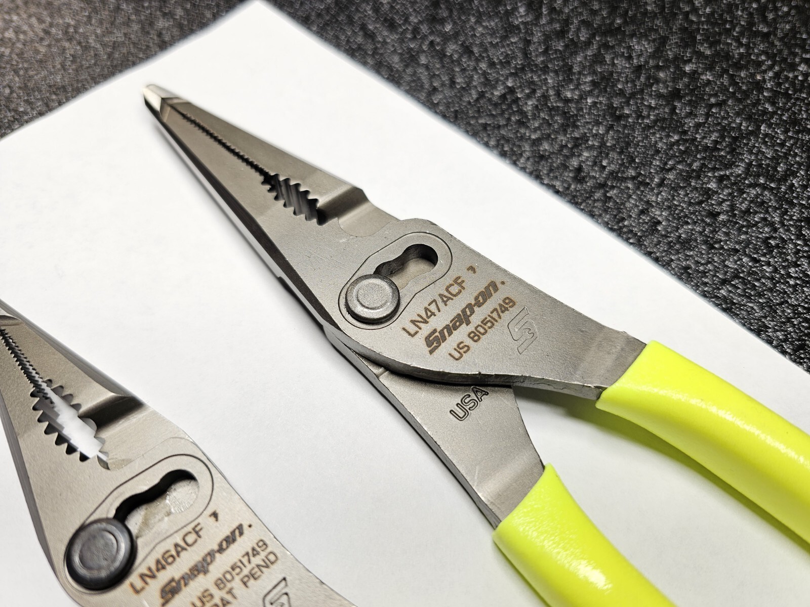 Snap-on Tools USA NEW 2pc HI-VIZ 7″ & 9″ Long Nose Slip Joint Pliers LN46ACF