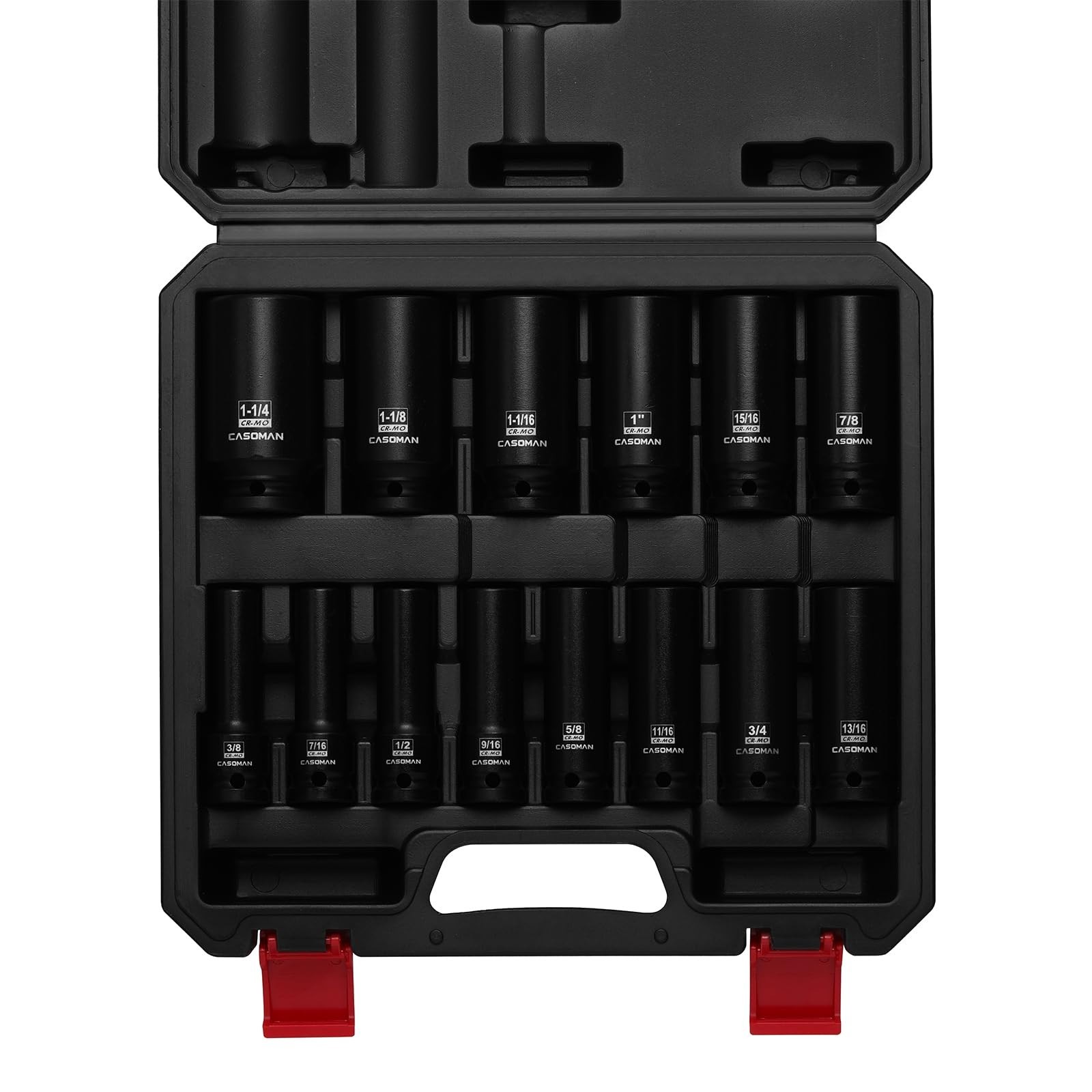 14PCS 1/2″ Drive Deep Impact Socket Set, SAE 6-Point, CR-MO, Auto Repair Tools,