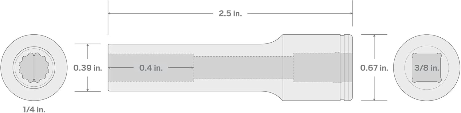 3/8 Inch Drive x 1/4 Inch Deep 12-Point Socket