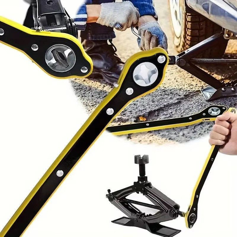 Car Jack Labor Ratchet Wrench Scissor Garage Tire Wheel Lug Handle Repair Tool