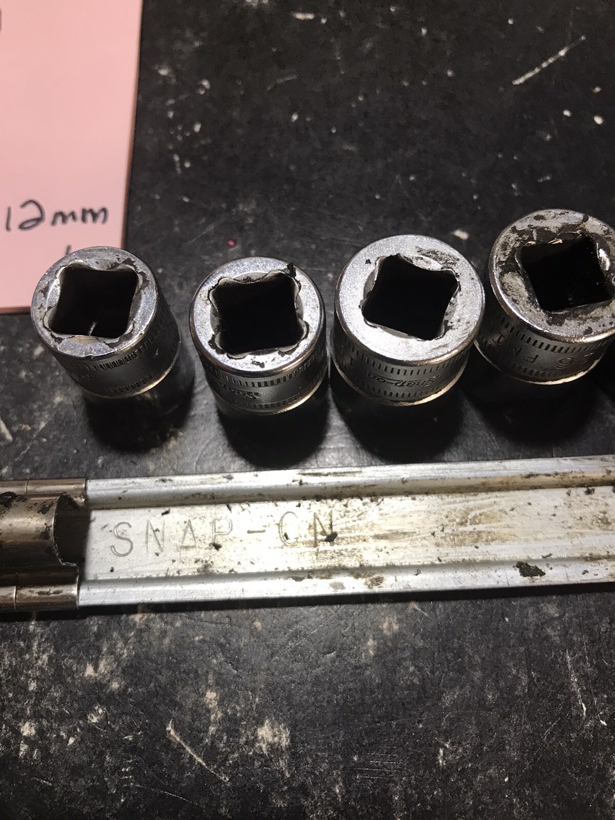 SNAP ON 9pc 3/8″dr 12pt Socket Set FM8-FM18mm USA Missing 10-12 & A-269 Tray