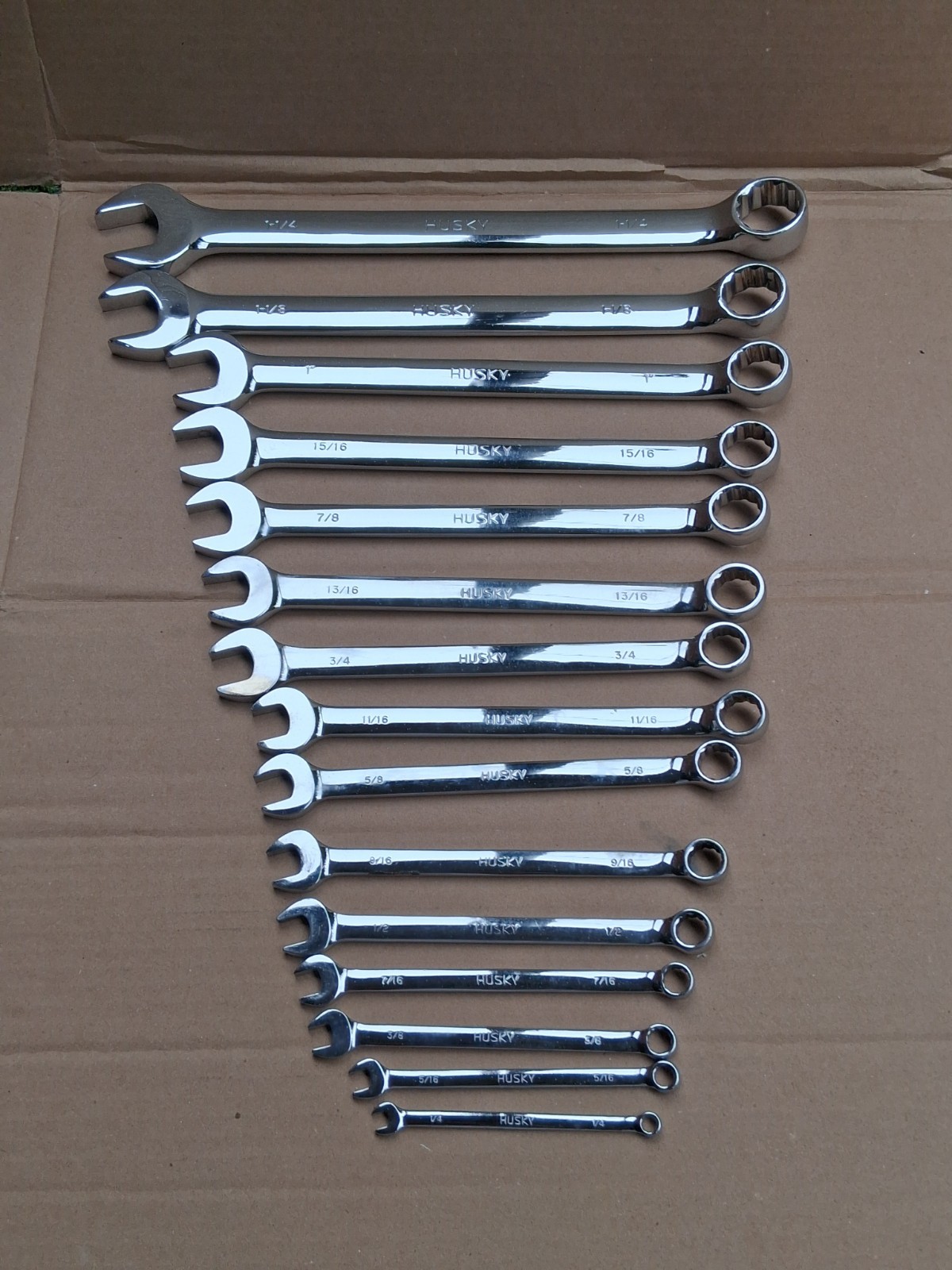 HUSKY 15 PC STANDARD WRENCH SET 1/4″ – 1 1/4″ FULL POLISH USA EXELENT CONDITION