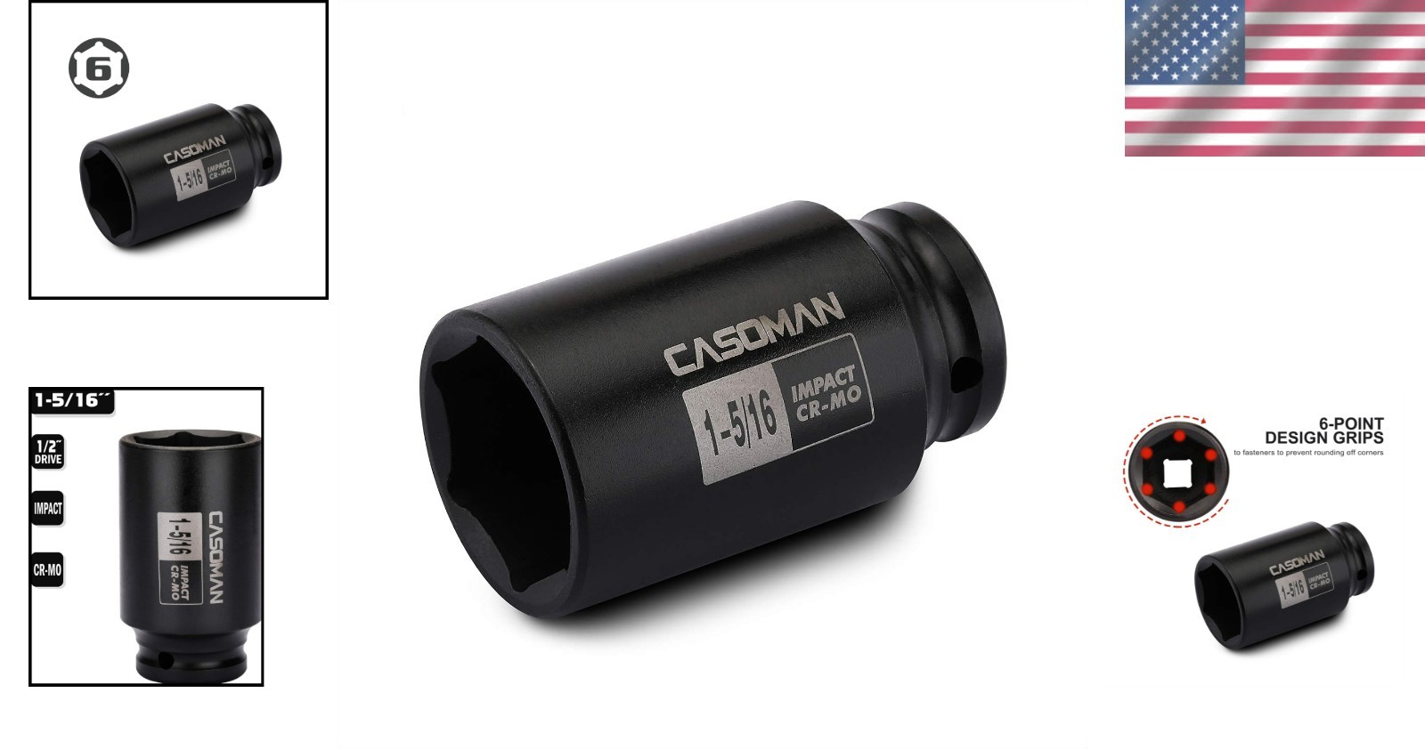 1/2-Inch Drive 6-Point Deep Impact Socket – Corrosion-Resistant Durability