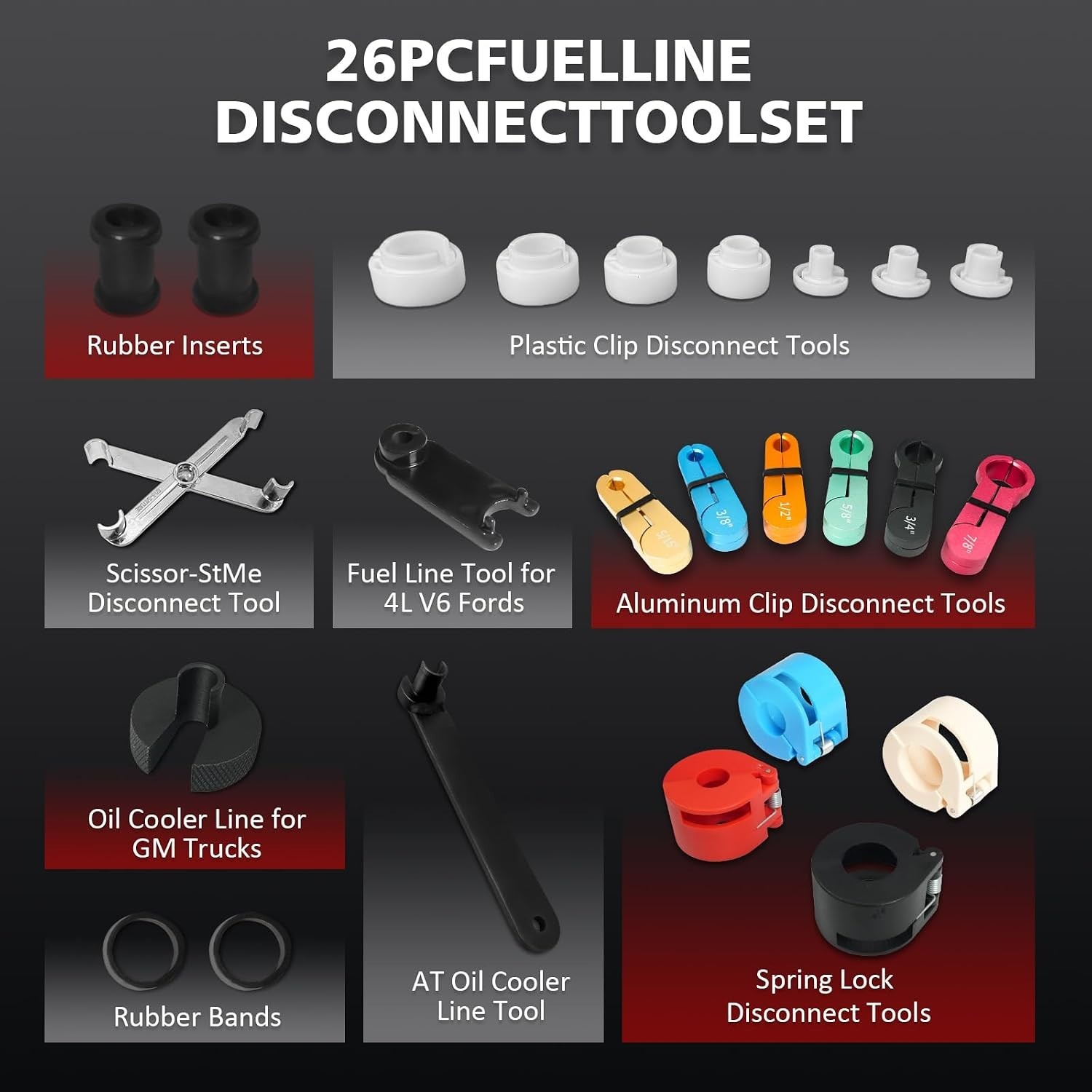 Automotive Fuel Line Disconnect Set: Complete Kit for GM, Ford, Dodge Vehicles