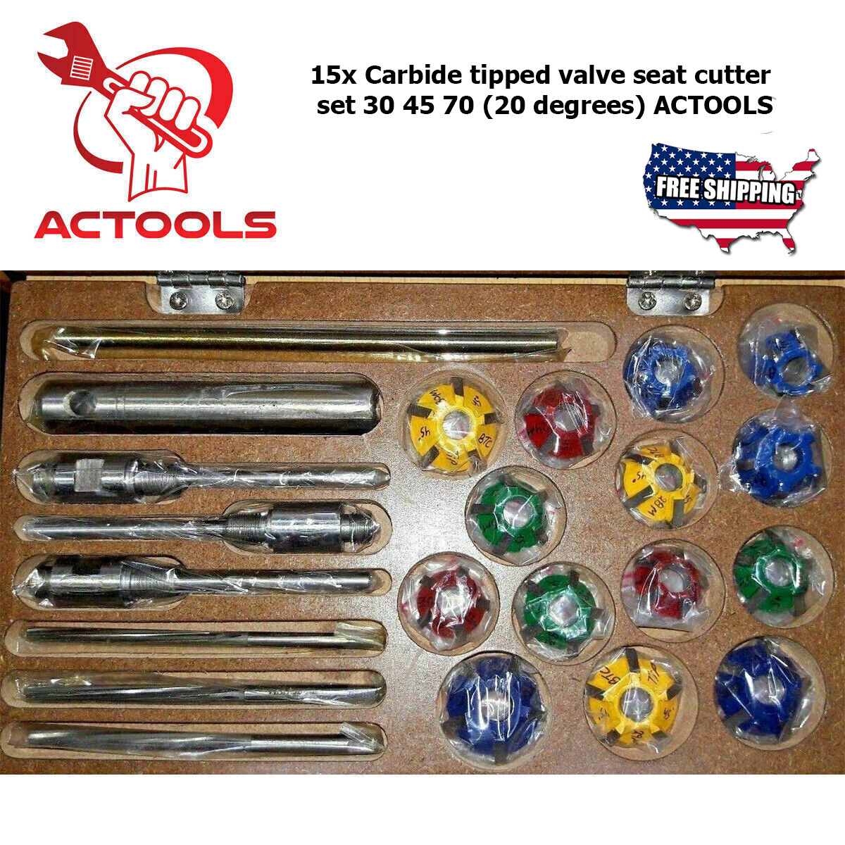 Carbide Tipped Valve Seat Cutter 15x set 30 45 70 (20 degrees) Vintage & Cars