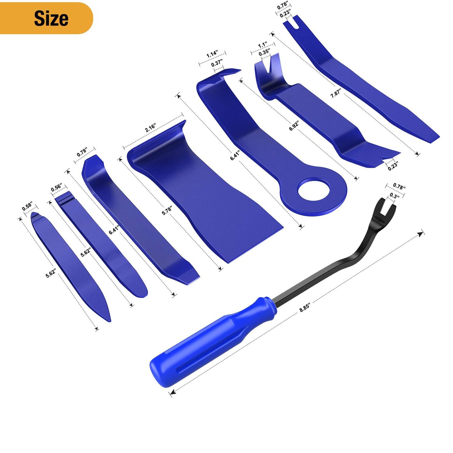 8PCS Trim Fastener Removal Tool Kit Universal For Car Audio Dash Panel-Blue