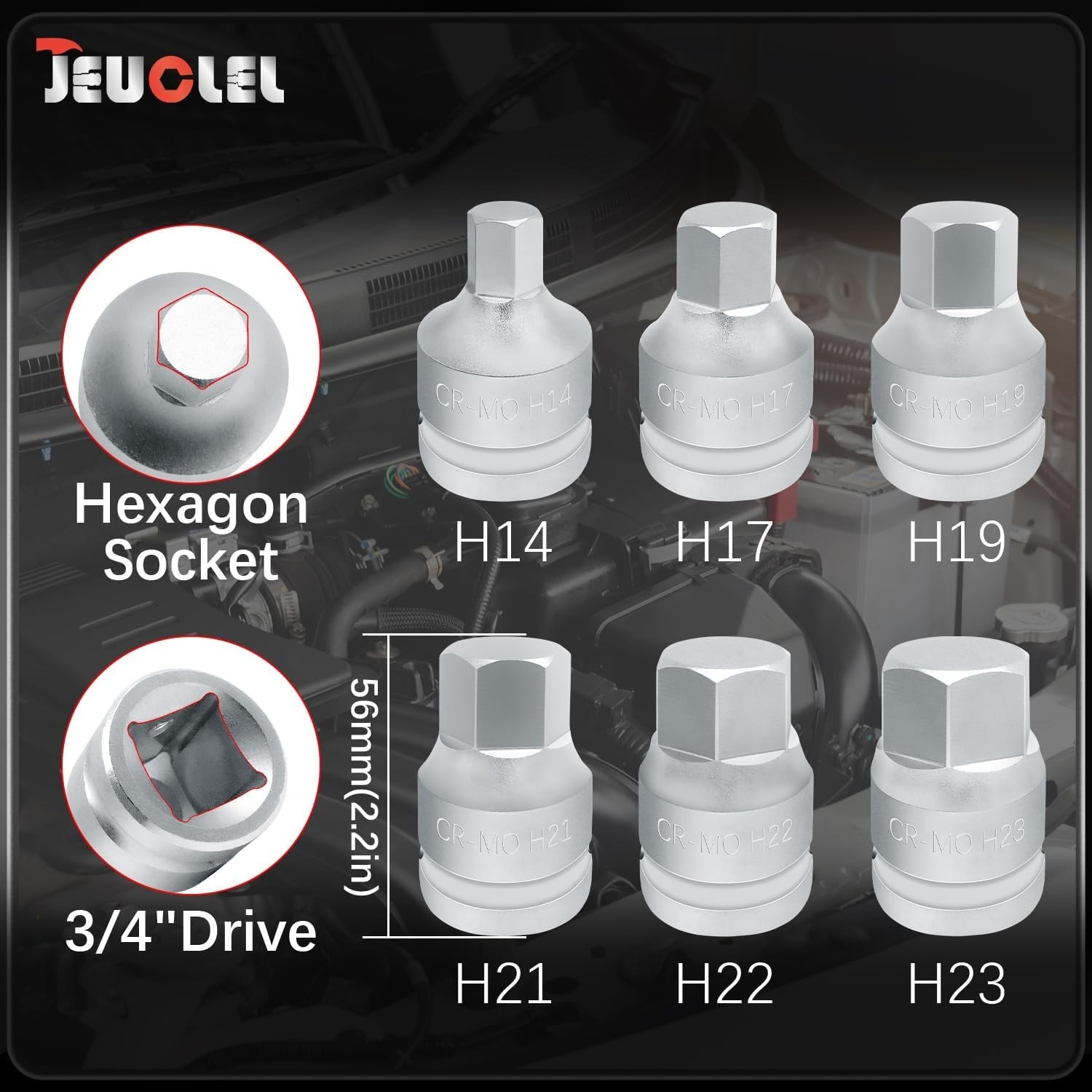 6-Piece 3/4″ Drive Hex Allen Bit Socket Set