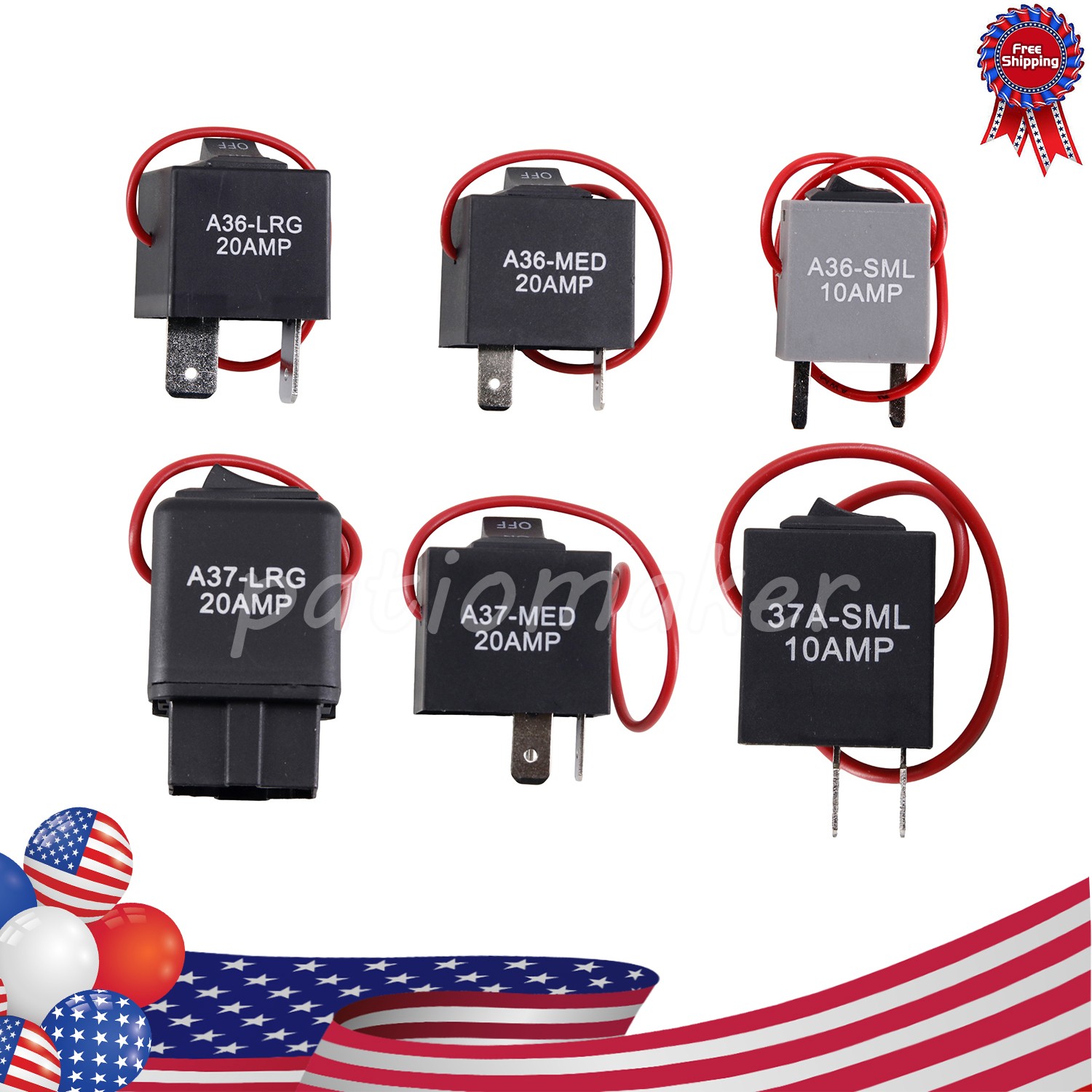 A36-MED 20AMP A36-LRG 20AMP A36-SML 10AMP A37-MED 20AMP A37-LRG20AMP 9038A Relay