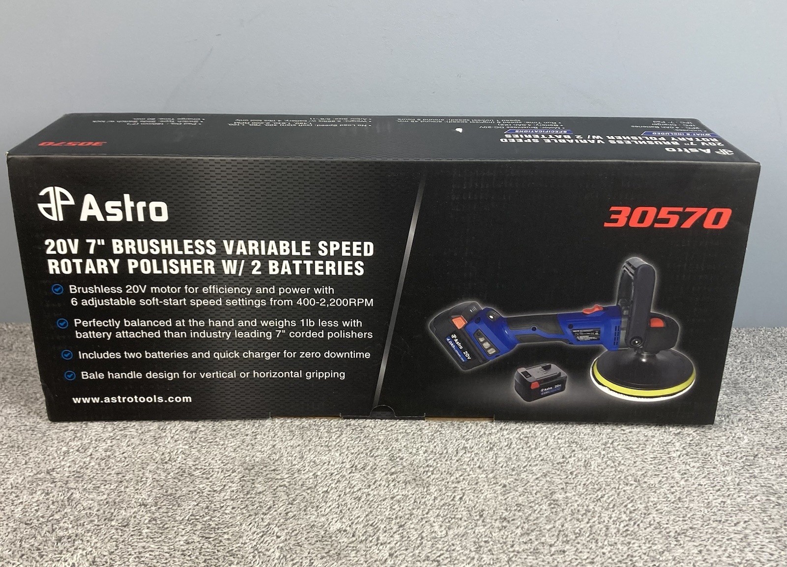 Astro Pneumatic 30570 20V 7» Brushless Variable Speed Rotary Polisher