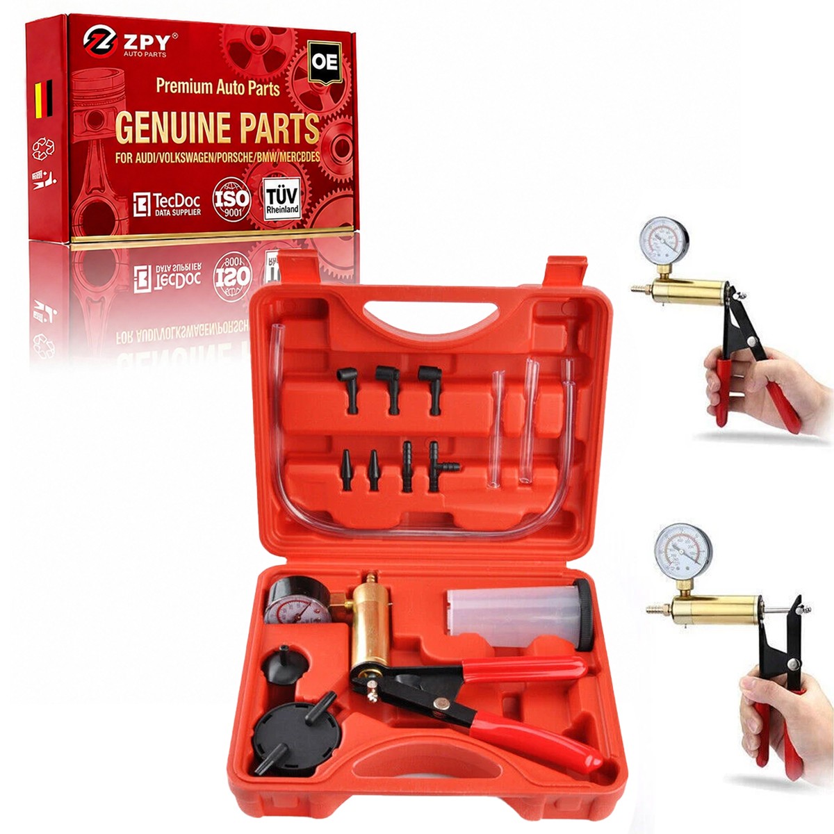 Hand Held Vacuum Pump Pressure Tester Car Brake Fluid Bleeder Bleeding Tool Set
