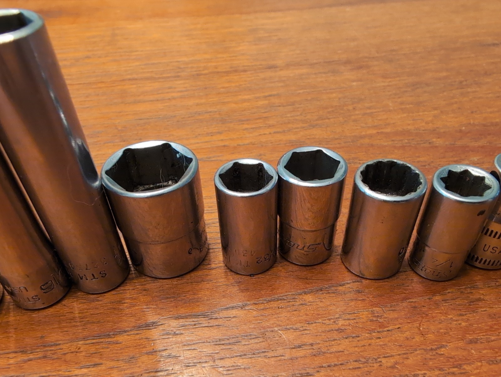 12x Snap On 1/4 Drive Socket Lot Shallow, Deep, Double Square, Hex Torx