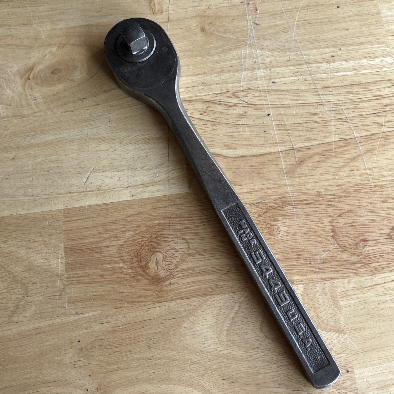 Plomb 10.25″ Ratchet 1/2″ Drive Pebble Handle 5449 Plvmb Plumb Vtg USA