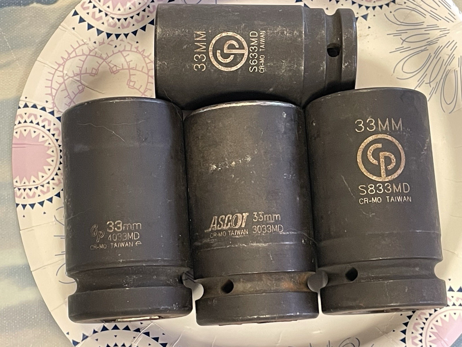 Gp 33mm Socket 1″ Drive 6 Point lot of 4 sockets