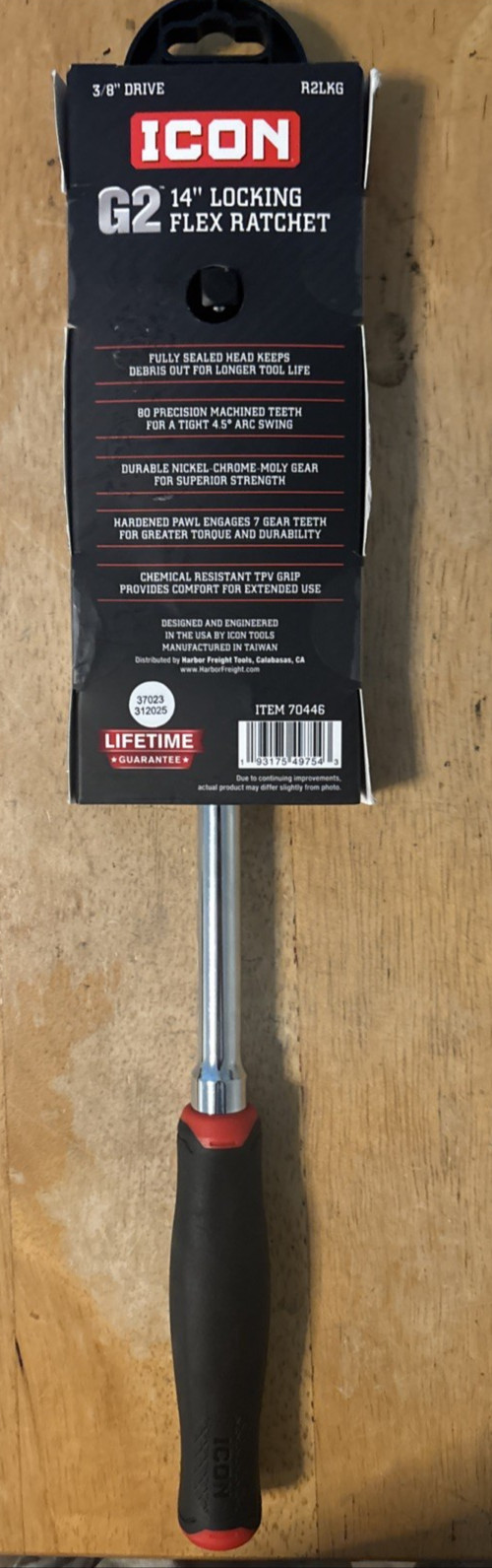 Icon G2 3/8″ 14″ Long Locking Flex Ratchet & Comfort Grip (70446)… FREE S&H!