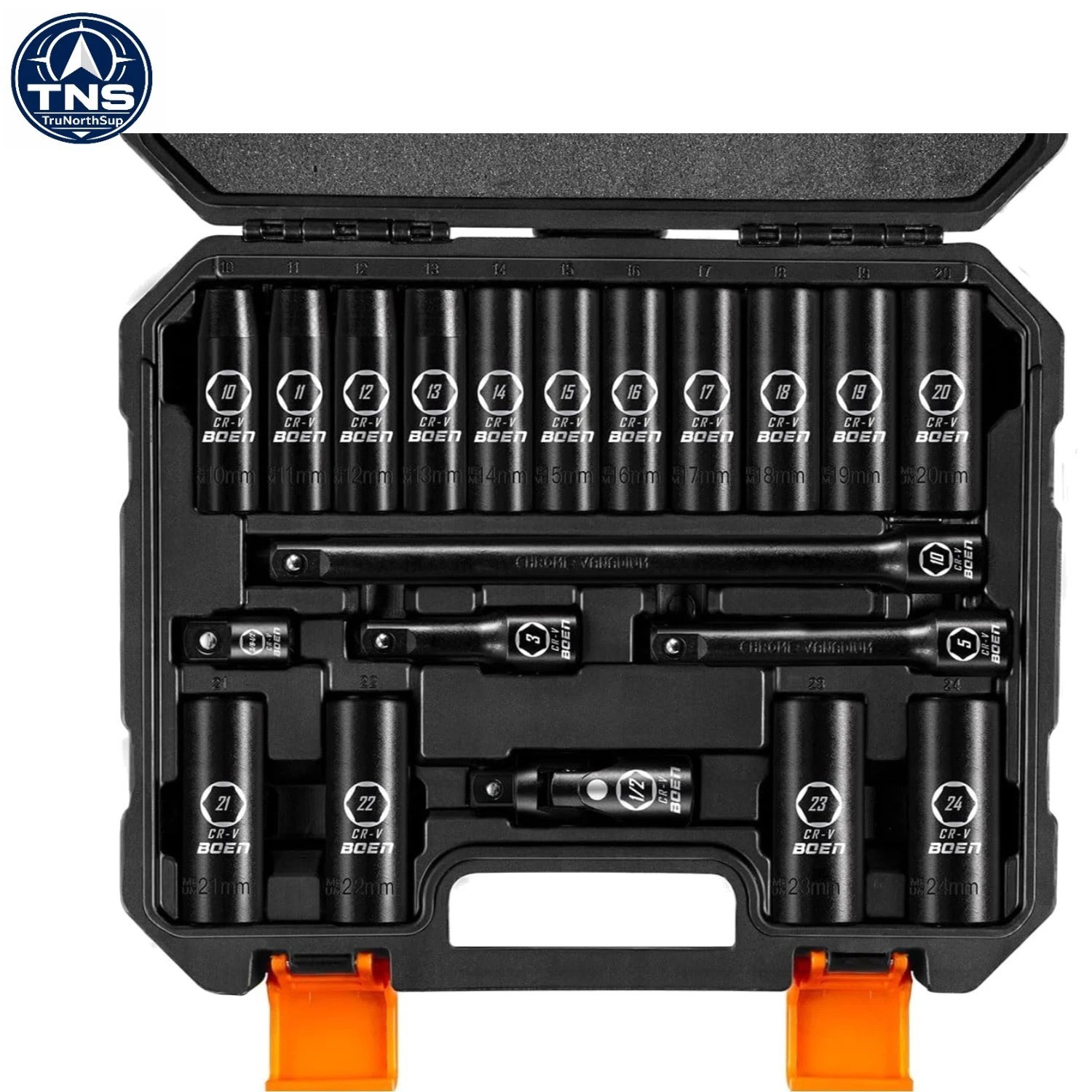 Durable 20-Piece Chrome Vanadium Impact Socket Set with Extensions & Adapter