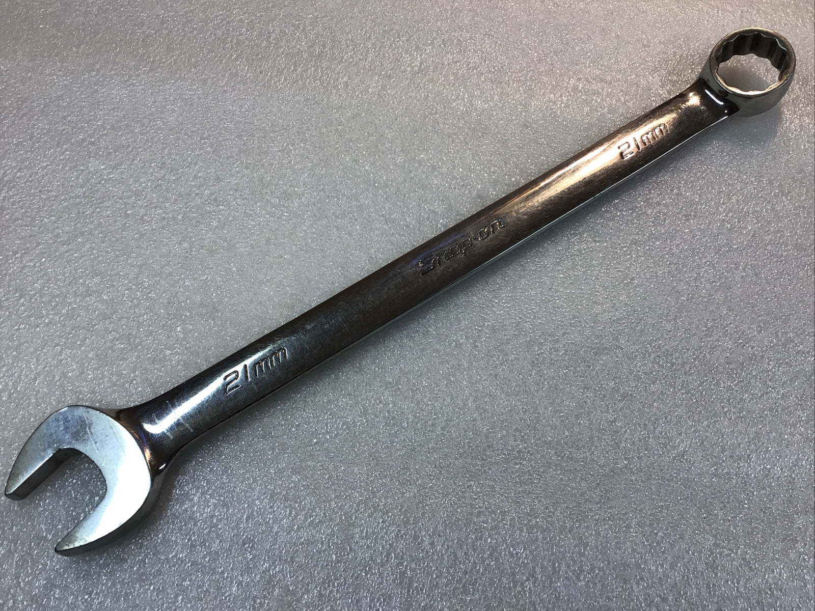 SNAP ON#OEXM210B – 21 mm, Chrome, COMBINATION WRENCH, 12 Pt., Flank Dr.-USA-NICE