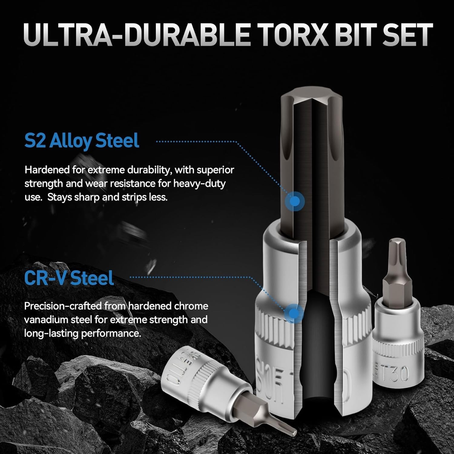 Drive Male Female Torx Star Bit Socket E-Socket Set Handheld Tool 34Pcs For Car