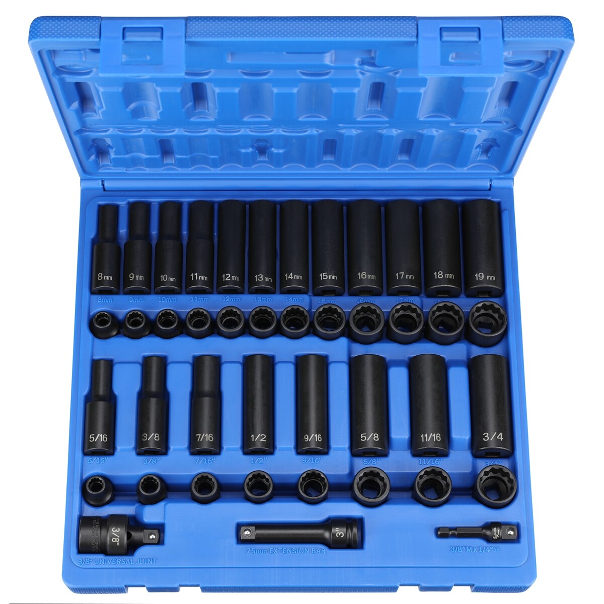 Grey Pneumatic 3/8″ Drive 12 Point Standard and Deep Master Impact Socket Set