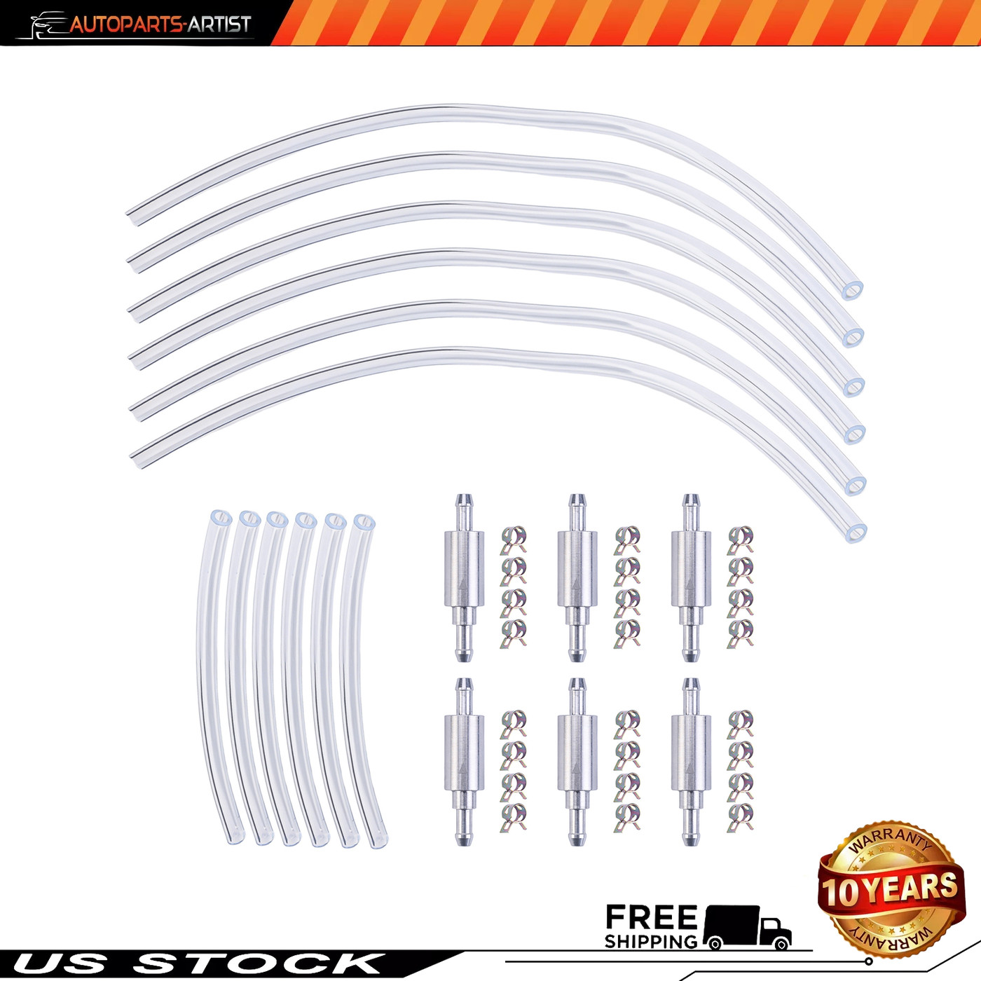 6 PCS BRAKE BLEEDER HOSE ONE WAY CHECK VALVE TUBE BLEEDING TOOL KIT SILVER NEW
