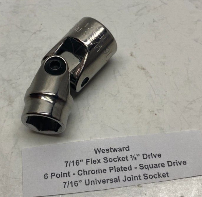 WESTWARD 7/16″ Flex Socket – 3/8″ Drive – 6 pt – 7/16″ Universal Joint Socket