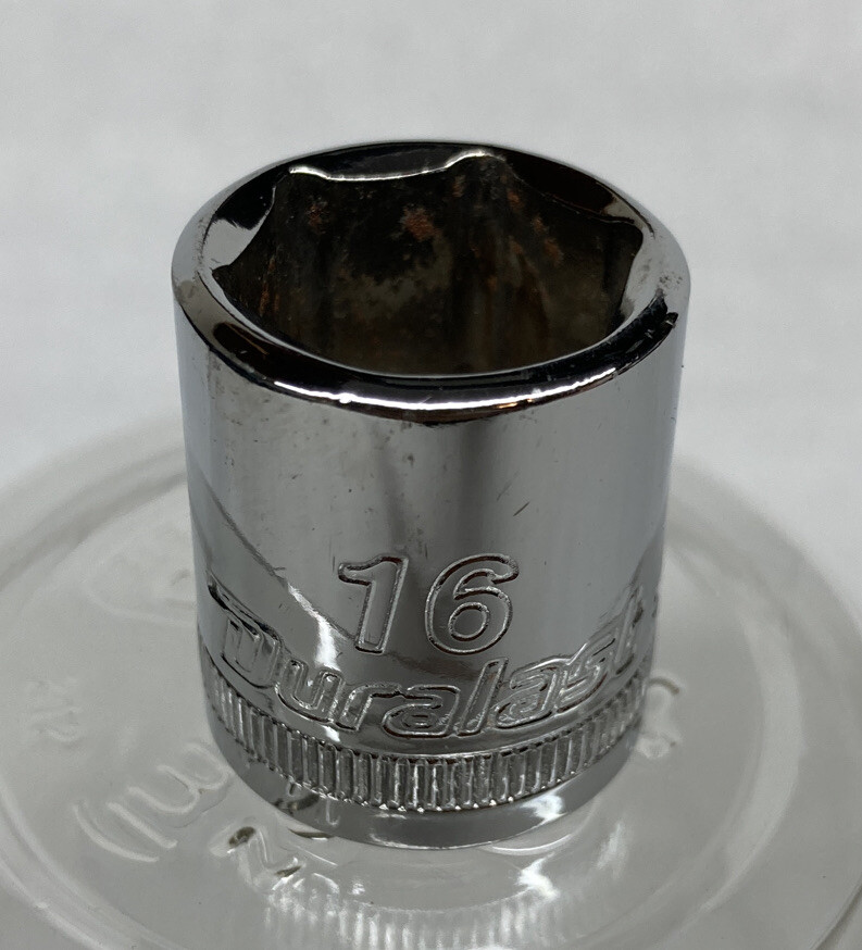 DURALAST 16mm 6 point Hex 3/8in Drive Shallow Metric Single Socket Polished