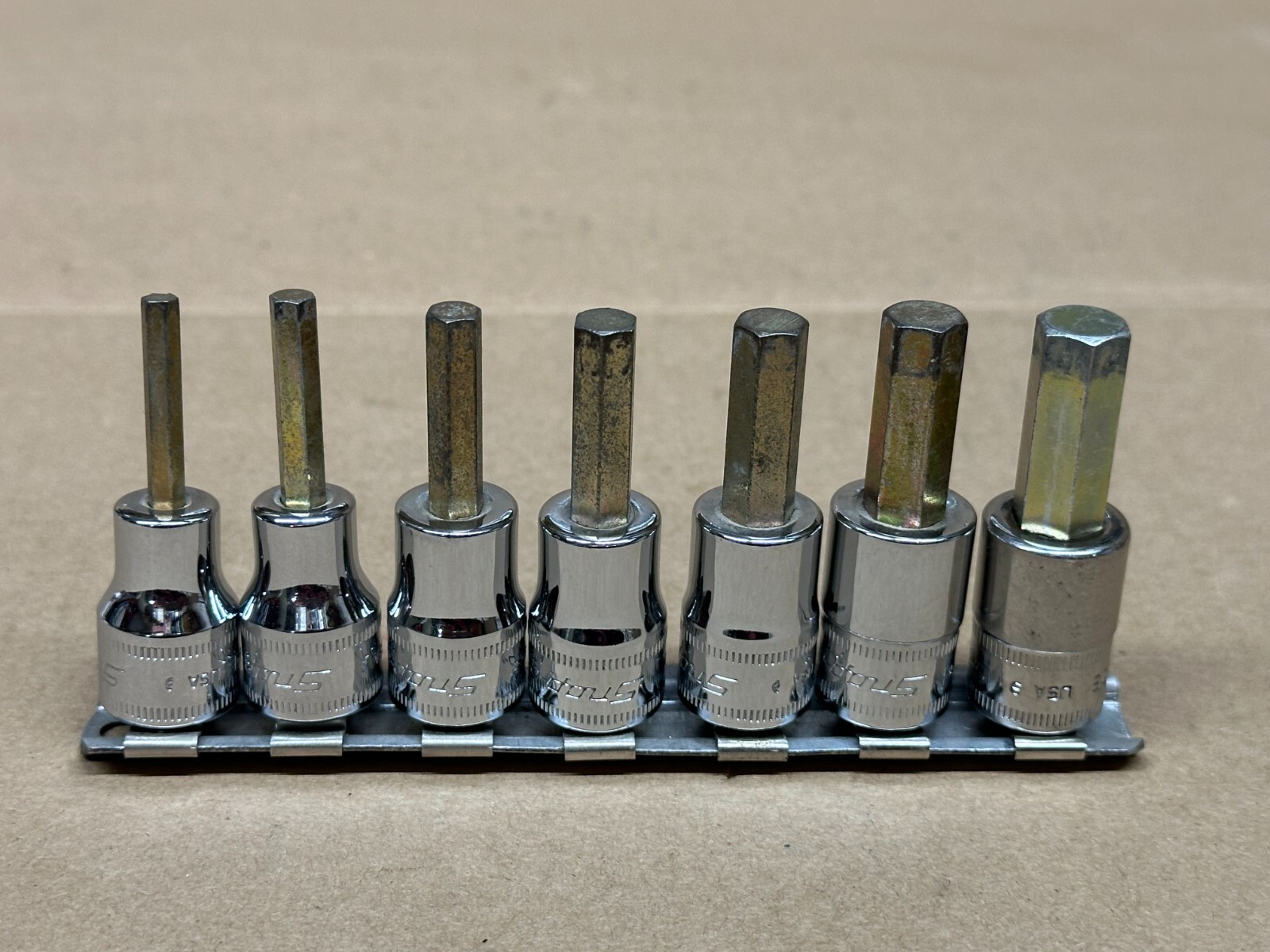 Snap-On 7pc Metric Hex Allen Bit Socket Set – 3/8″ Drive – 207EFAMY – Good Used