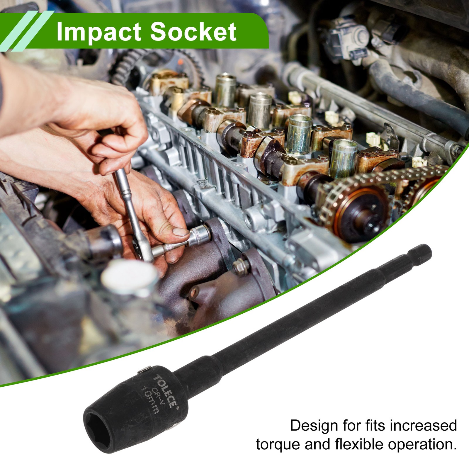 Universal Impact Socket 10mm 6 Point 150mm CR-V Black 1 Pcs