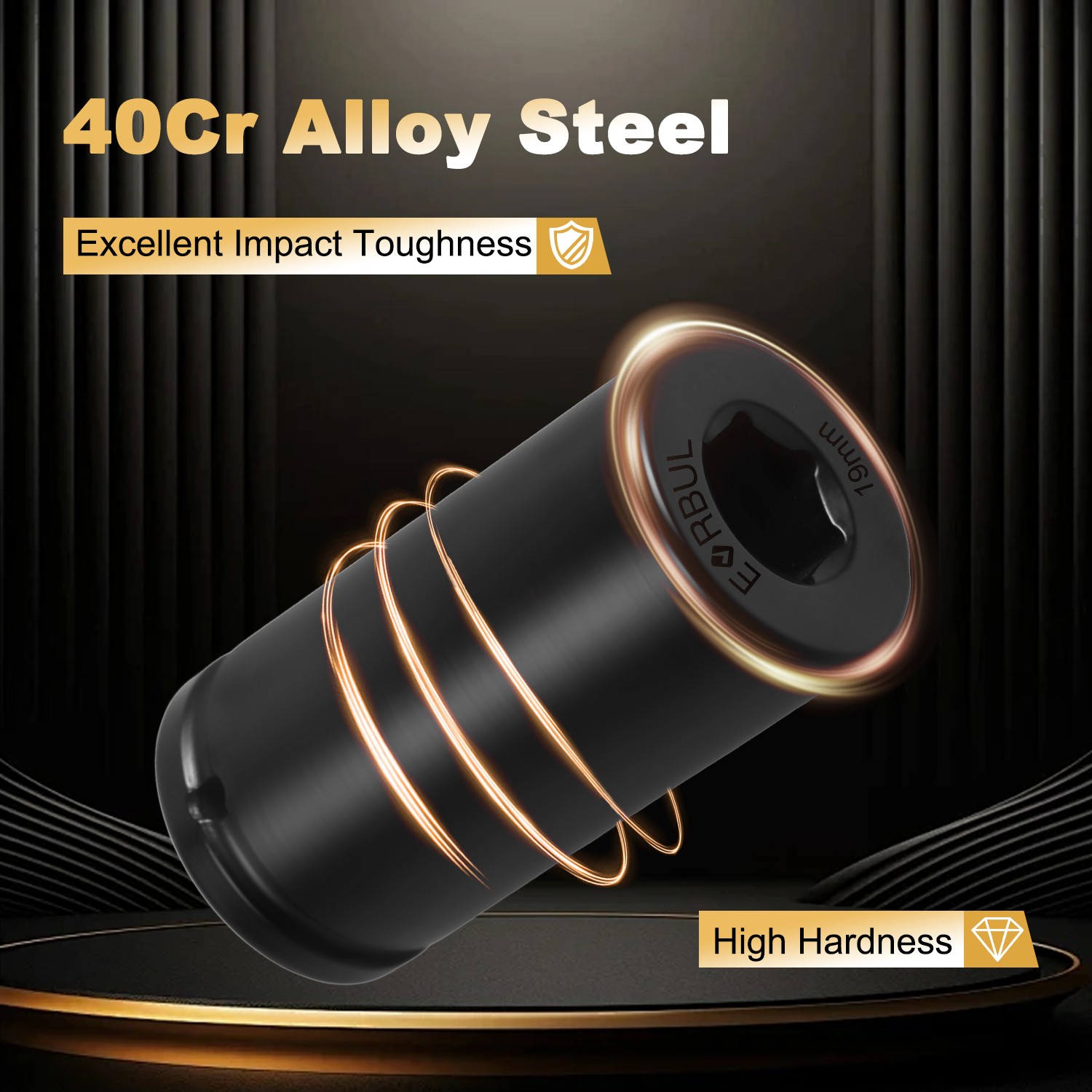 1PCS 6 Point 1/2» Drive 19mm Harmonic Balancer Socket Impact Socket Tool
