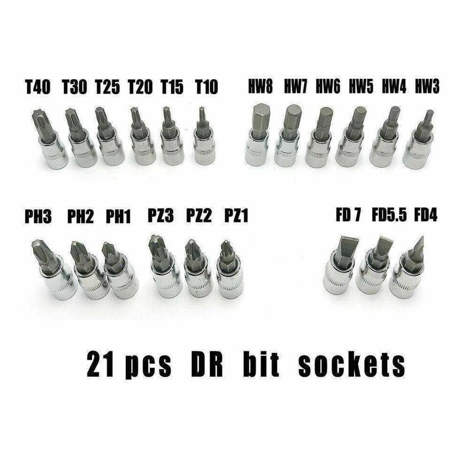46PC Ratchet Torque Wrench Kit Hand Repair Tool For Car Bike 1/4″ Socket Set Kit