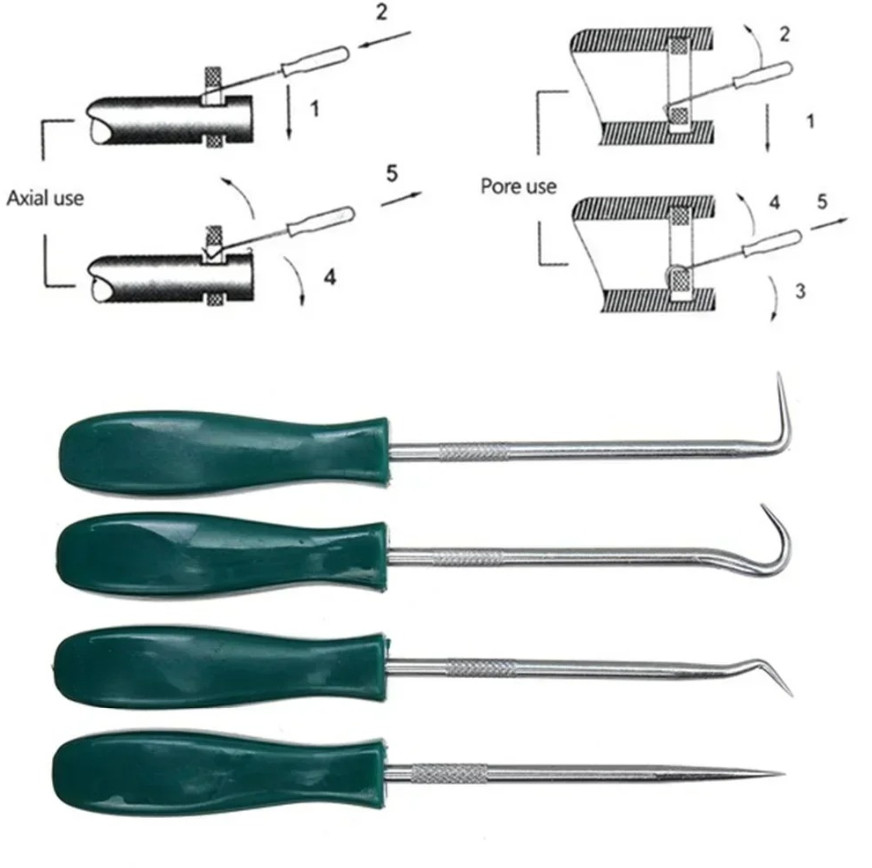 4pcs Oil Seal Screwdriver&Hook Pick Set–Alloy Automotive Tool Kit for Mechanics